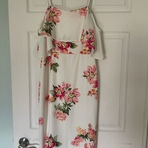 BECCA Strapless Floral Dress in Pink and Green